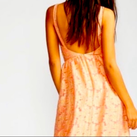 FREE PEOPLE EMBROIDERED MAXI DRESS IN APRICOT STUNNING FULLY LINED SIZE 6 - Picture 9 of 13